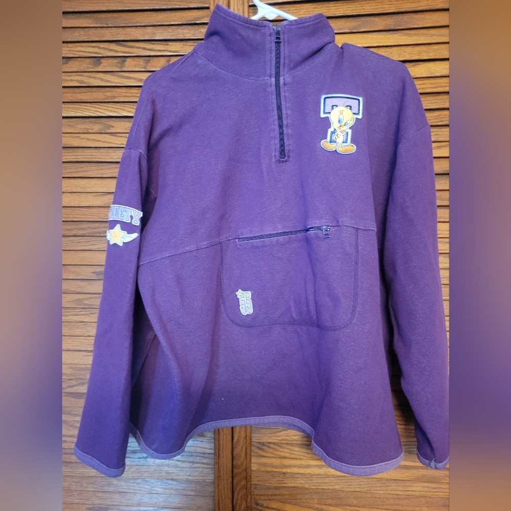 Looney Tunes Purple Quarter Zip Sweatshirt W Tweety Patch Size Medium